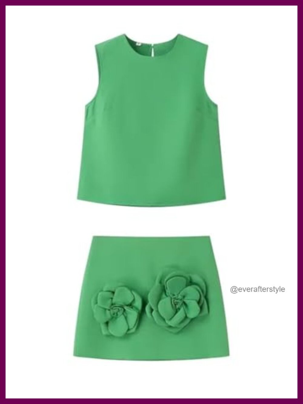 THLAI 2 Piece Skirt Set Sleeveless Crop Tank Mini Skirt 3D Flower Outfit